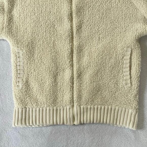 Arie Mock Neck Full Zip Teddy Jacket Sweater Size XS Neutral Minimal Cozy - Picture 2 of 6